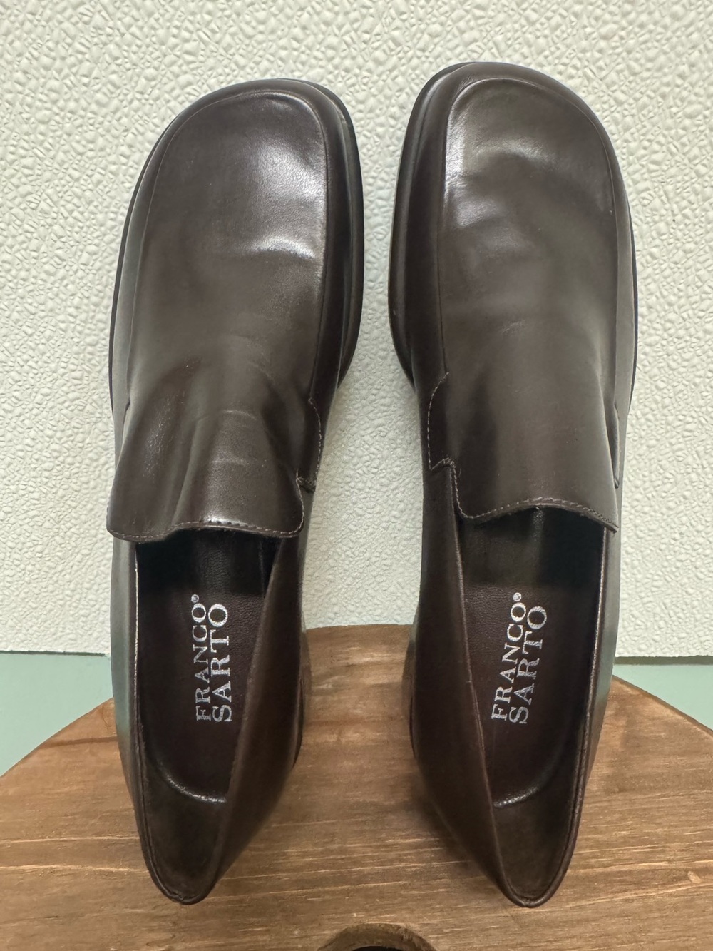 Franco Sarto Dark Brown Leather Slip-On Loafers